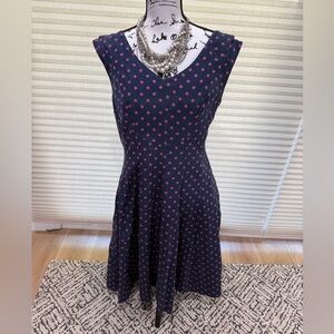 Navy Blue and Pink Polka Dot Dress